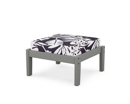 POLYWOOD Deep Seating Ottoman in Slate Grey / Leaf Navy