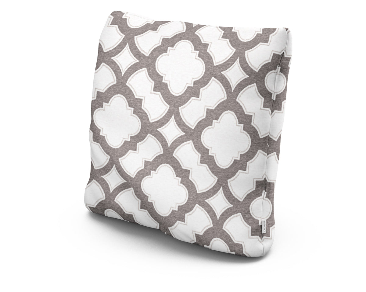 POLYWOOD 22" Outdoor Throw Pillow in Trellis Grey Mist