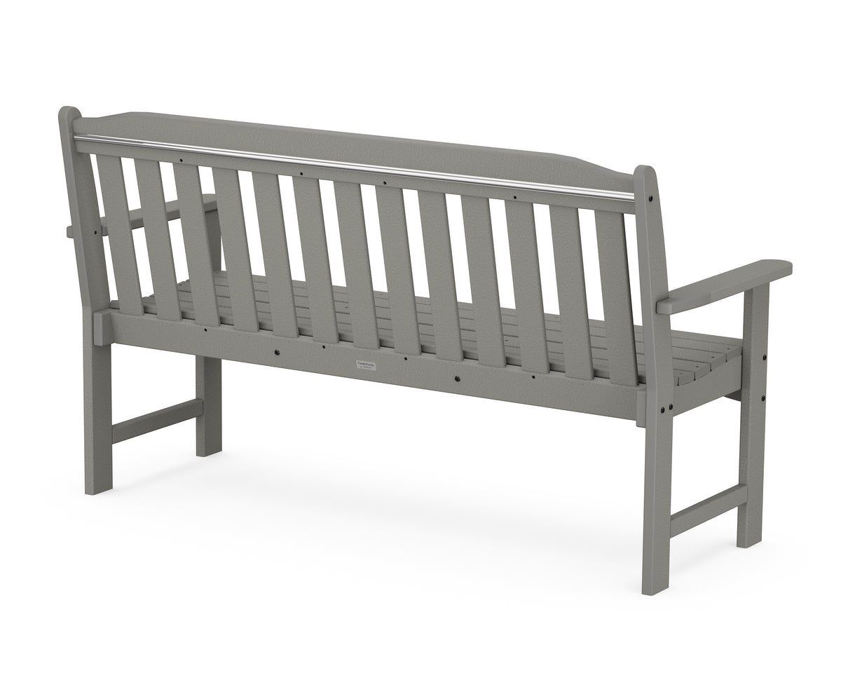 Angled view of the POLYWOOD Country Living 60" Garden Bench in Slate Grey