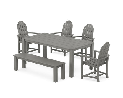 POLYWOOD Classic Adirondack 6-Piece Parsons Dining Set with Bench in Slate Grey