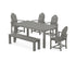 POLYWOOD Classic Adirondack 6-Piece Parsons Dining Set with Bench in Slate Grey