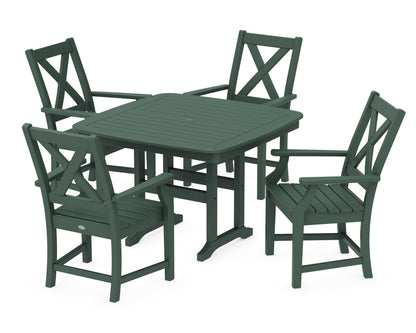 POLYWOOD Braxton 5-Piece Dining Set with Trestle Legs - 44" Table in Green
