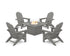 POLYWOOD 5-Piece Vineyard Grand Adirondack Conversation Set with Fire Pit Table in Slate Grey