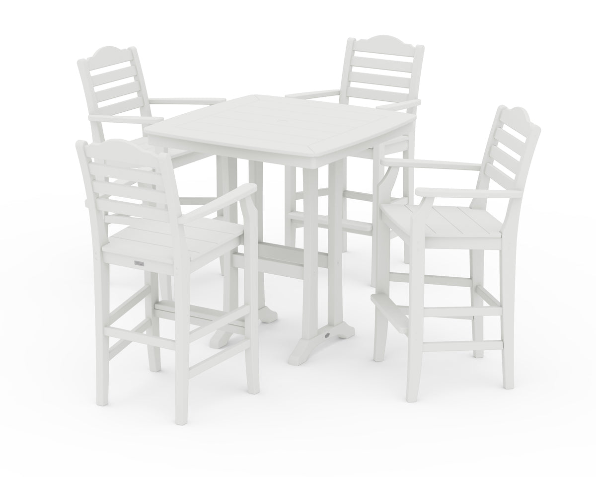 POLYWOOD Savannah 5-Piece Bar Set with Trestle Legs in Vintage White