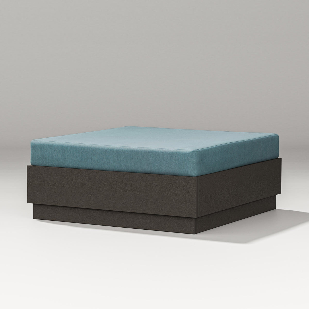POLYWOOD Elevate Lounge Ottoman in Vintage Coffee / Ocean Teal