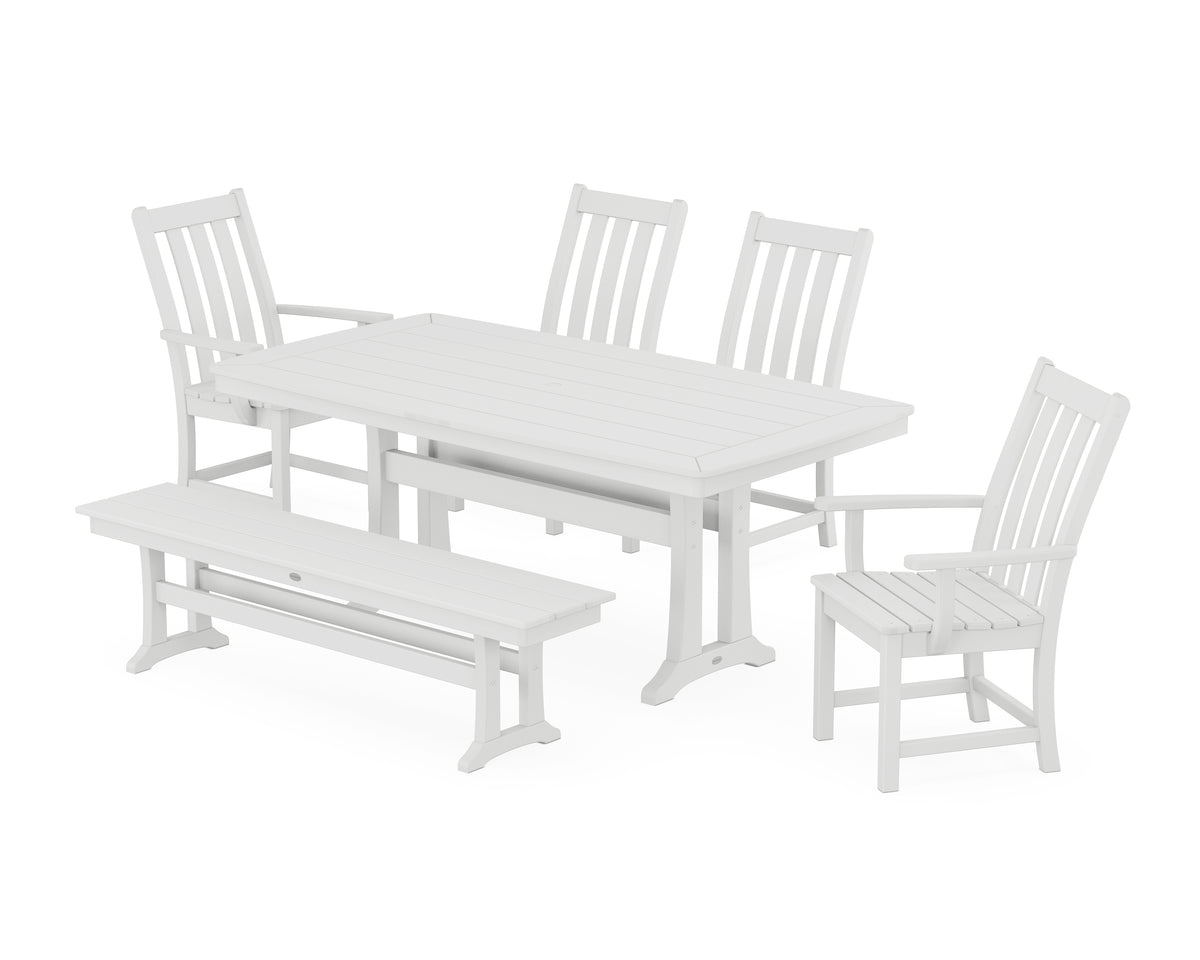 POLYWOOD Vineyard 6-Piece Dining Set with Trestle Legs in White