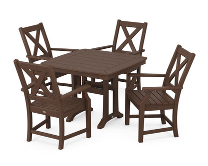POLYWOOD Braxton 5-Piece Dining Set with Trestle Legs - 37" Table in Mahogany