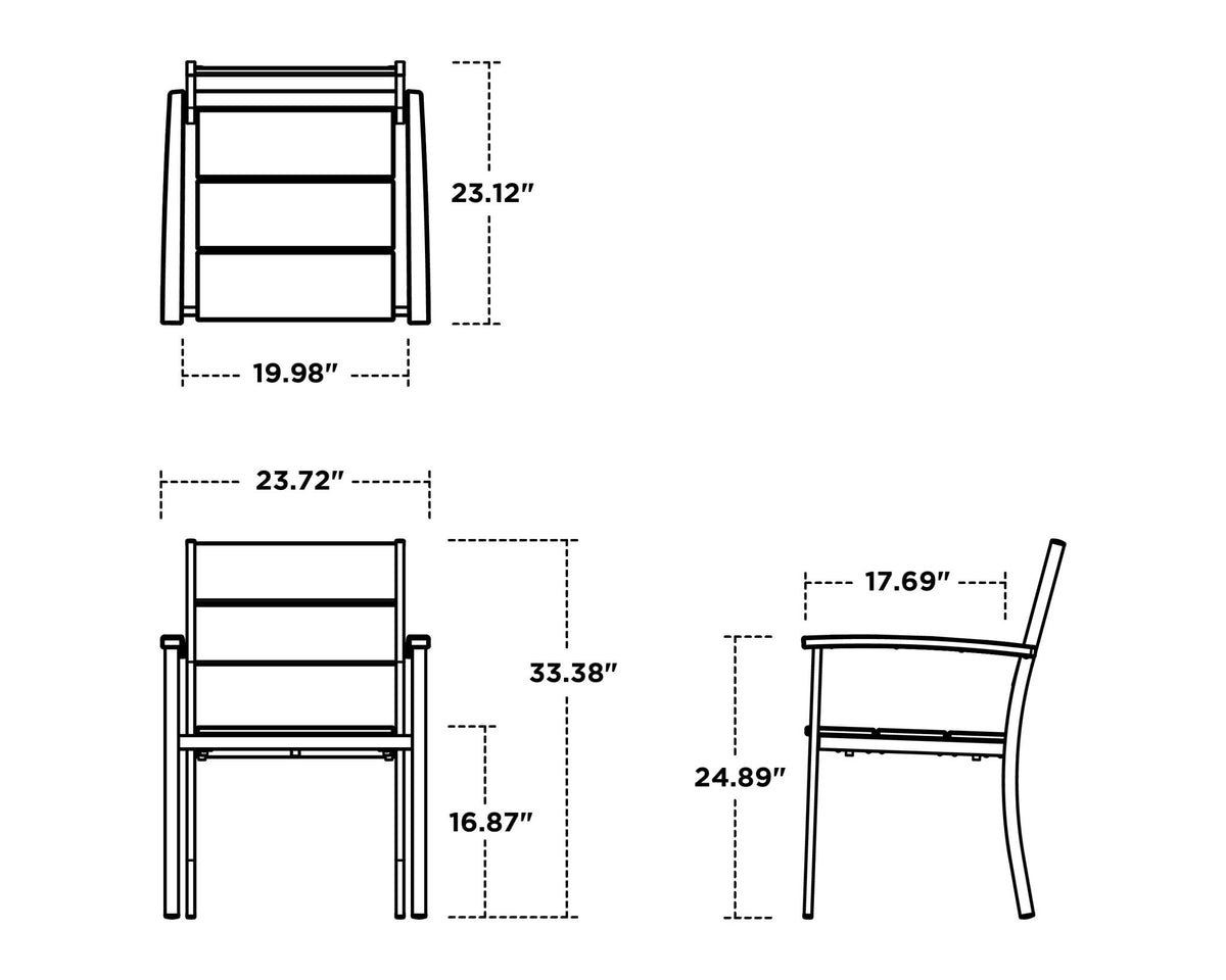 POLYWOOD Main Street Stacking Dining Arm Chair dimensions