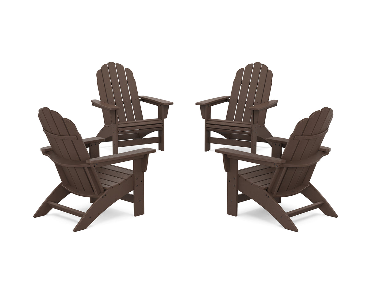 POLYWOOD 4-Piece Vineyard Grand Adirondack Chair Conversation Set in Mahogany