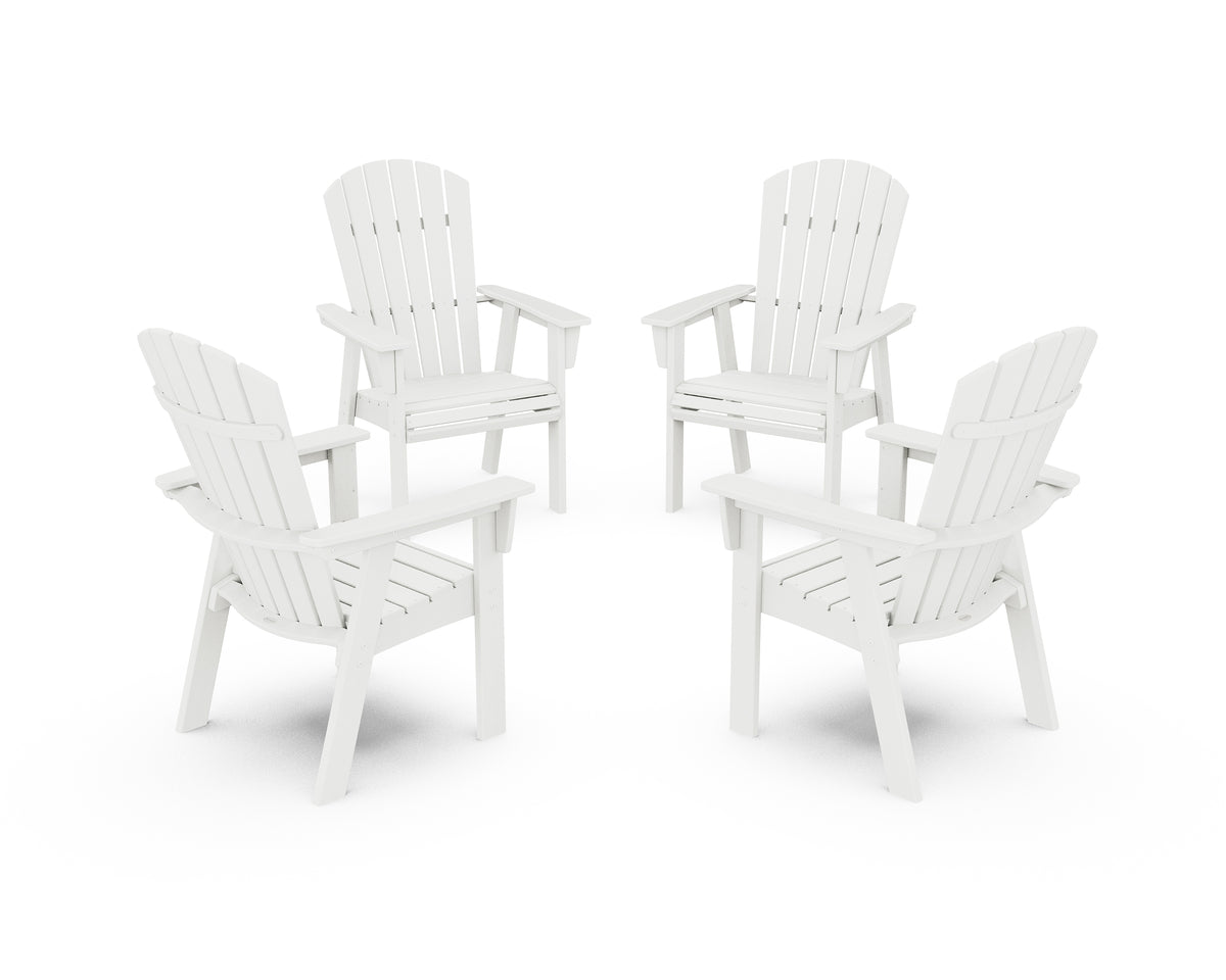 POLYWOOD Nautical 4-Piece Curveback Upright Adirondack Conversation Set in Vintage White
