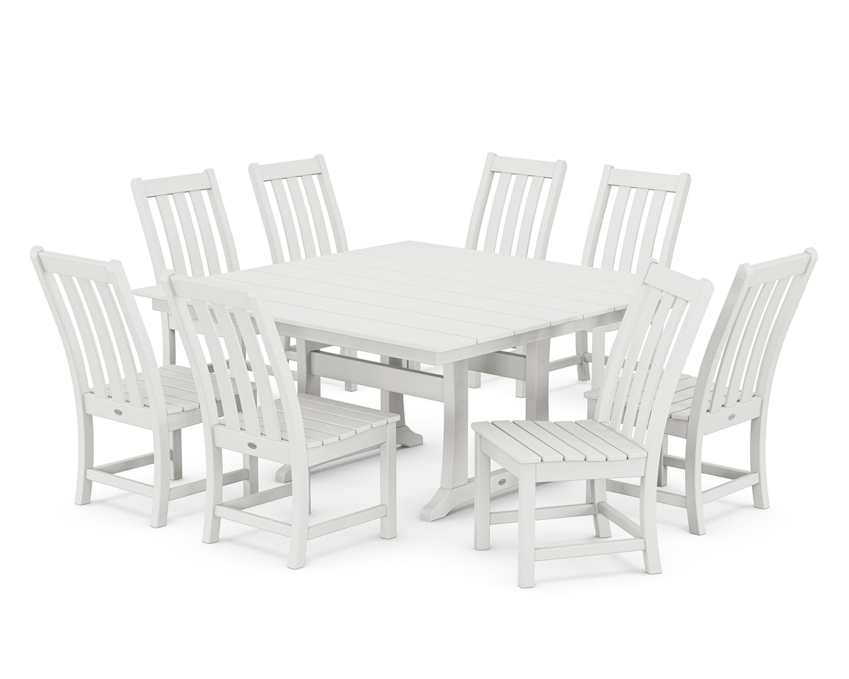 POLYWOOD Vineyard 9-Piece Farmhouse Trestle Dining Set in White
