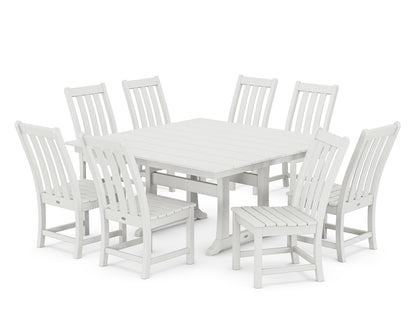 POLYWOOD Vineyard 9-Piece Farmhouse Trestle Dining Set in White