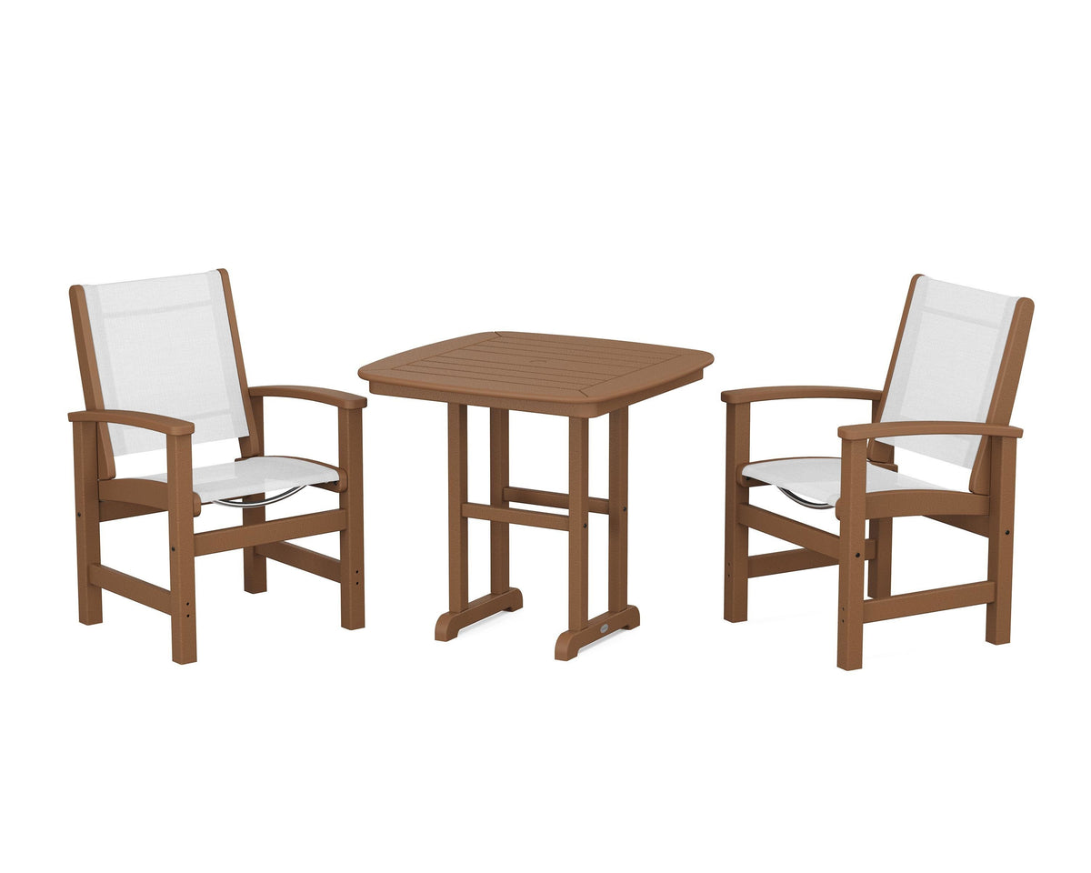 POLYWOOD Coastal 3-Piece Dining Set in Teak / White