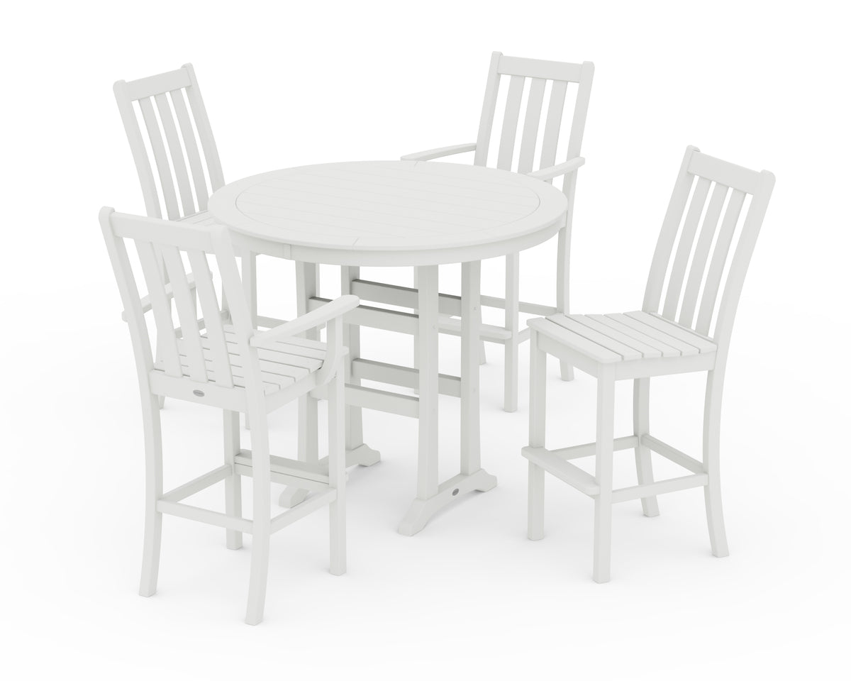 POLYWOOD Vineyard 5-Piece Nautical Trestle Bar Set in Vintage White