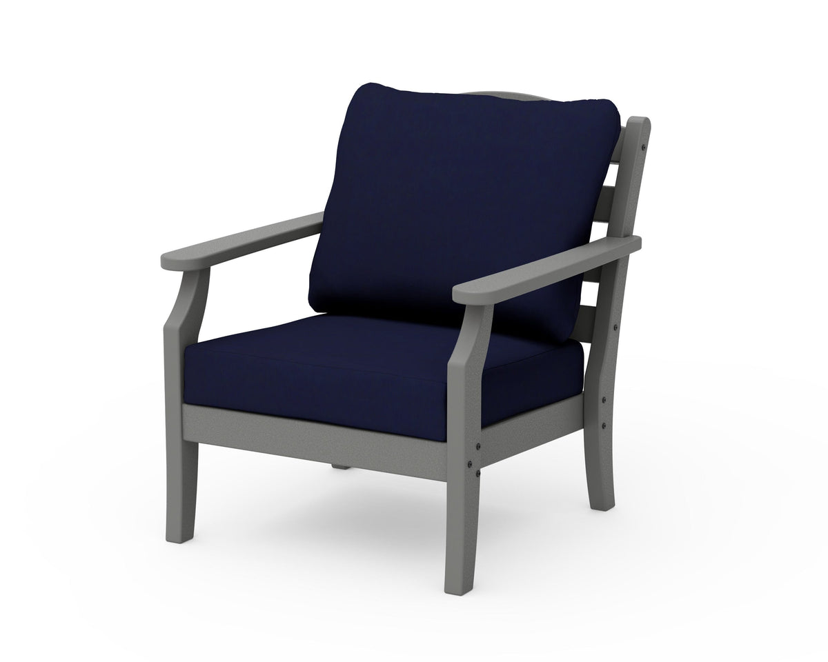 POLYWOOD Savannah Deep Seating Chair in Slate Grey / Navy