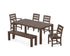 POLYWOOD Lakeside 6-Piece Parsons Dining Set with Bench with Lakeside Dining Side Chair in Mahogany