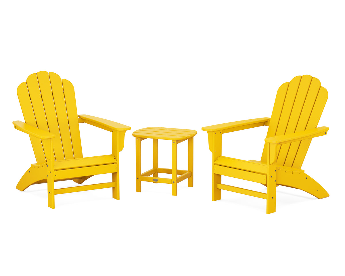 POLYWOOD Country Living Cottage Adirondack Chair 3-Piece Set in Lemon