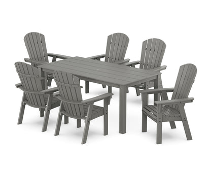 POLYWOOD Nautical Curveback Adirondack 7-Piece Parsons Dining Set in Slate Grey