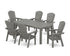 POLYWOOD Nautical Curveback Adirondack 7-Piece Parsons Dining Set in Slate Grey