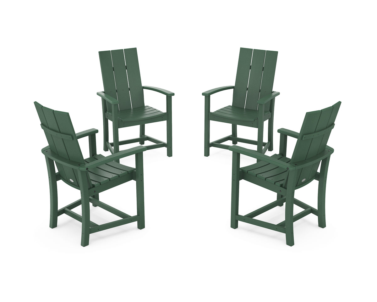POLYWOOD Modern 4-Piece Upright Adirondack Conversation Set in Green