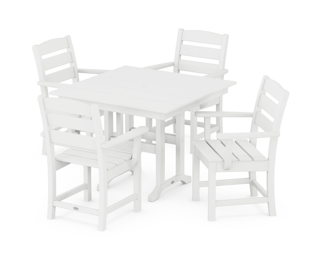 POLYWOOD Lakeside 5-Piece Farmhouse Dining Set in White