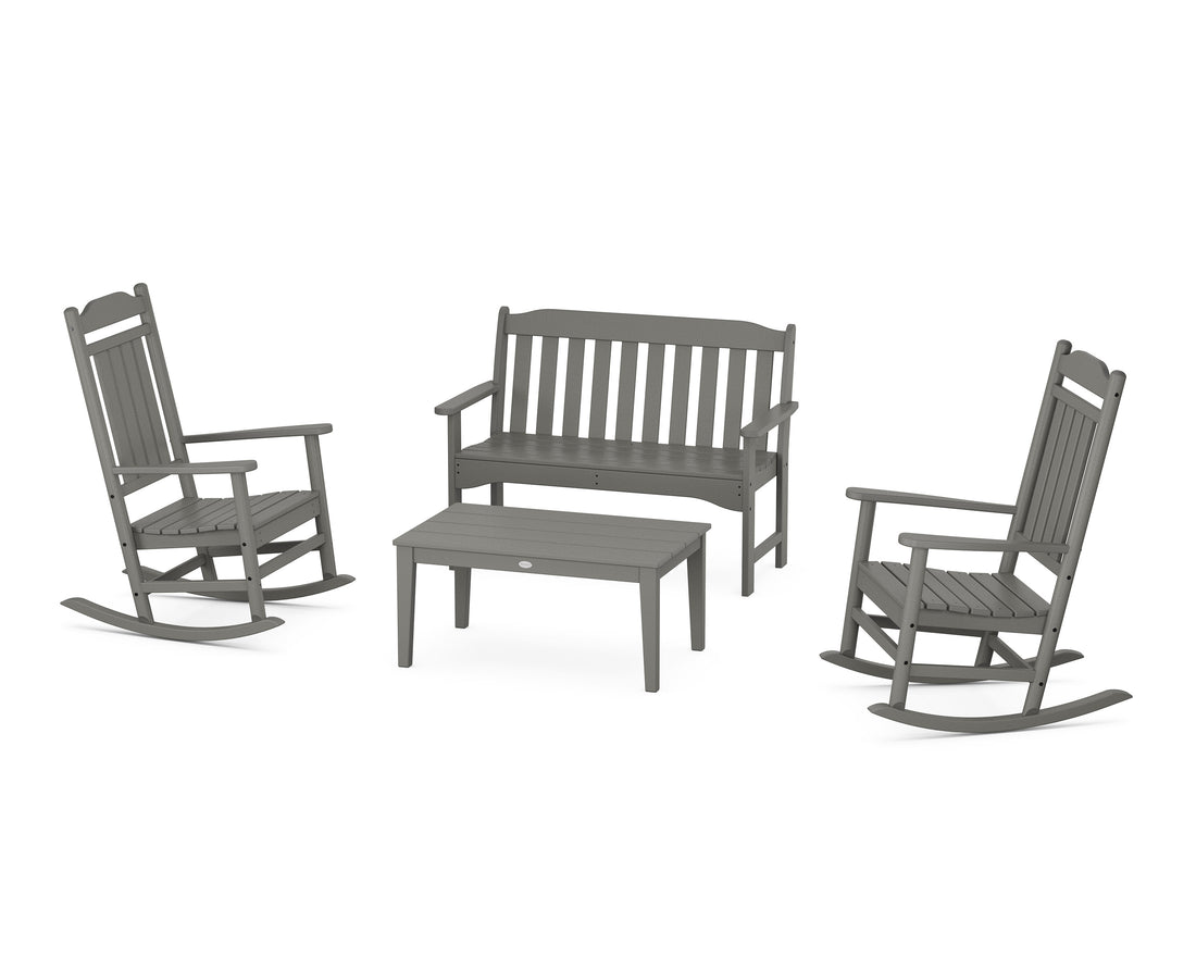 POLYWOOD Cottage Legacy Rocking Chair 4-Piece Porch Set in Slate Grey