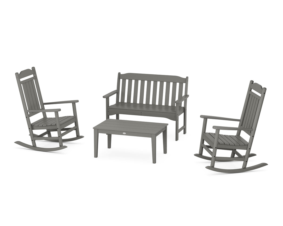 POLYWOOD Cottage Legacy Rocking Chair 4-Piece Porch Set in Slate Grey