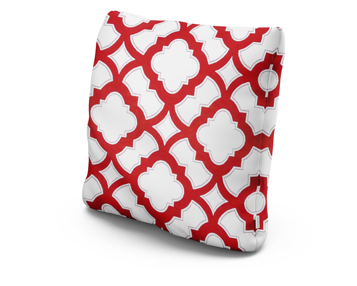 POLYWOOD 20" Outdoor Throw Pillow in Trellis Crimson