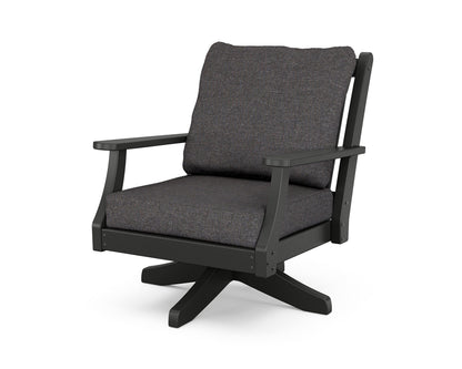POLYWOOD Wovendale Deep Seating Swivel Chair in Black / Ash Charcoal