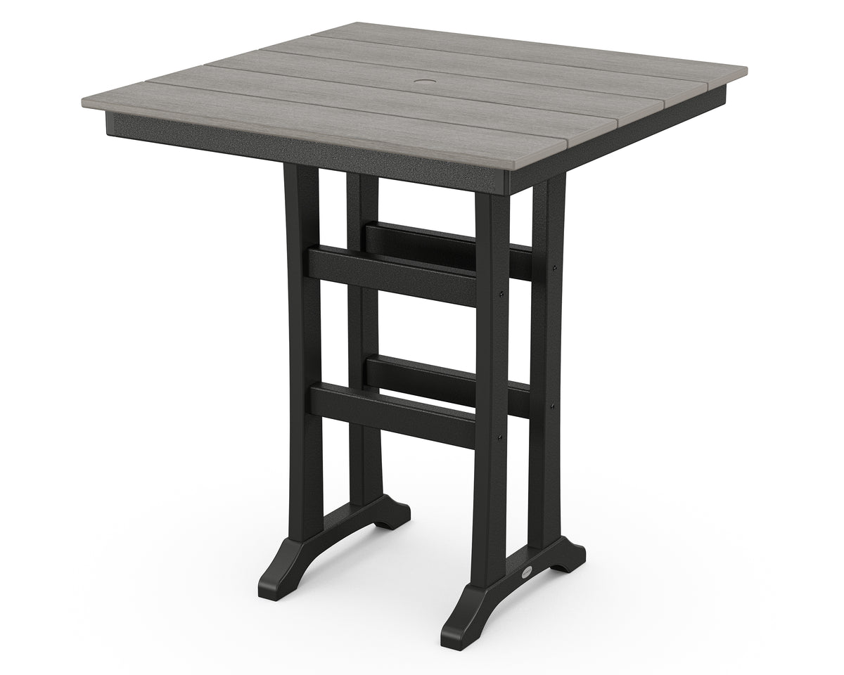 POLYWOOD Farmhouse Trestle 37" Bar Table in Black / Driftwood