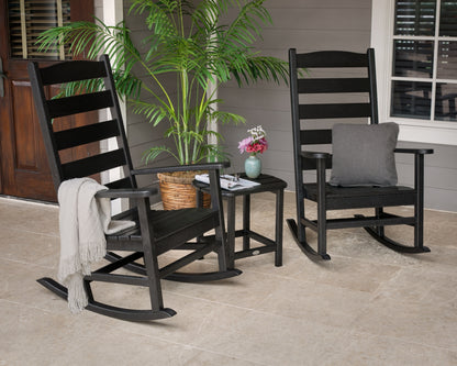 POLYWOOD Shaker 3-Piece Porch Rocking Chair Set in an outdoor setting