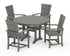 POLYWOOD Quattro 5-Piece Round Dining Set with Trestle Legs in Slate Grey