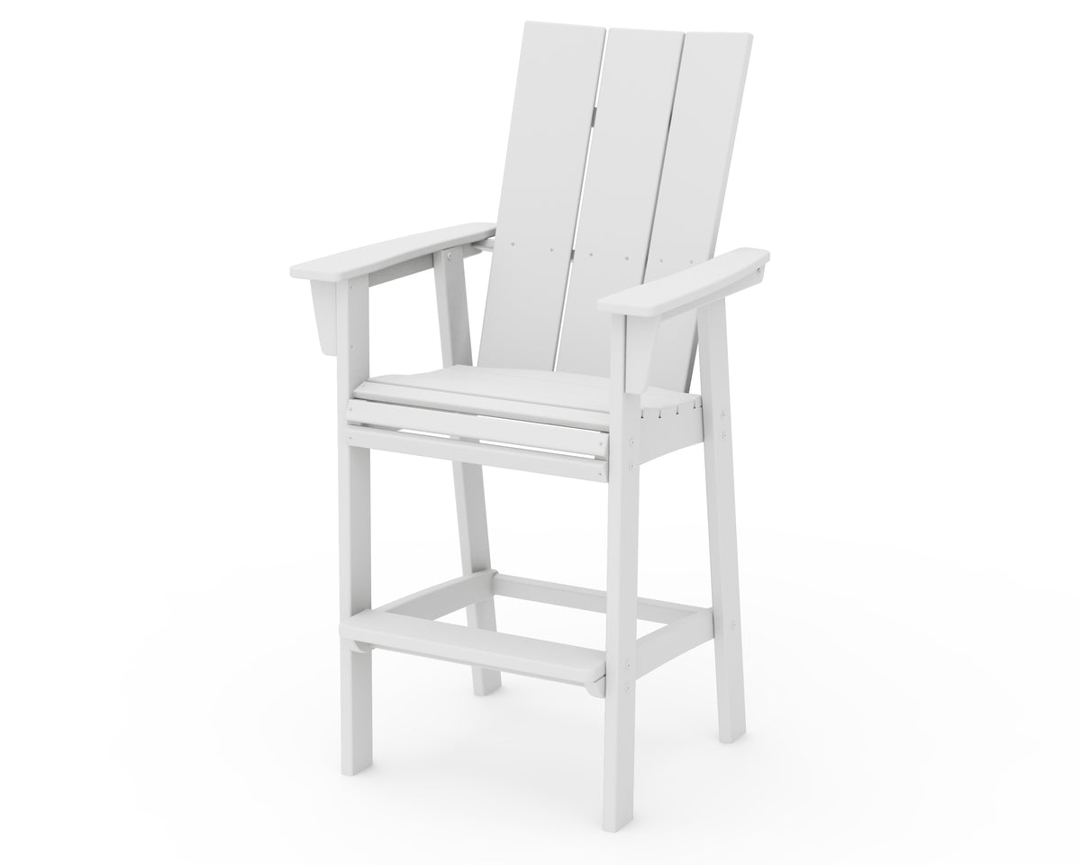 POLYWOOD Modern Curveback Adirondack Bar Chair in White