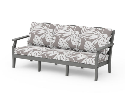 POLYWOOD Savannah Deep Seating Sofa in Slate Grey / Leaf Grey Mist
