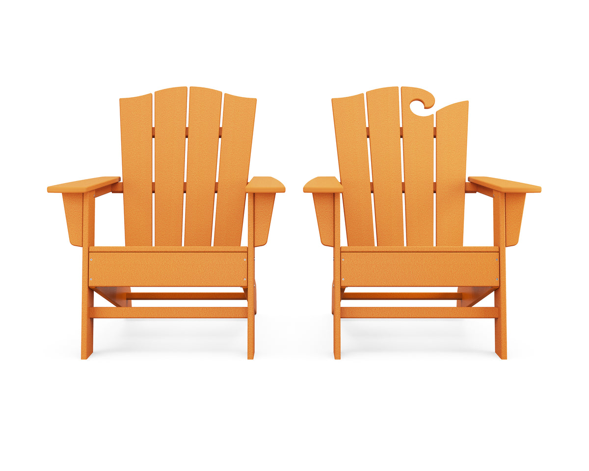 POLYWOOD Wave 2-Piece Adirondack Chair Set with The Crest Chair in Tangerine