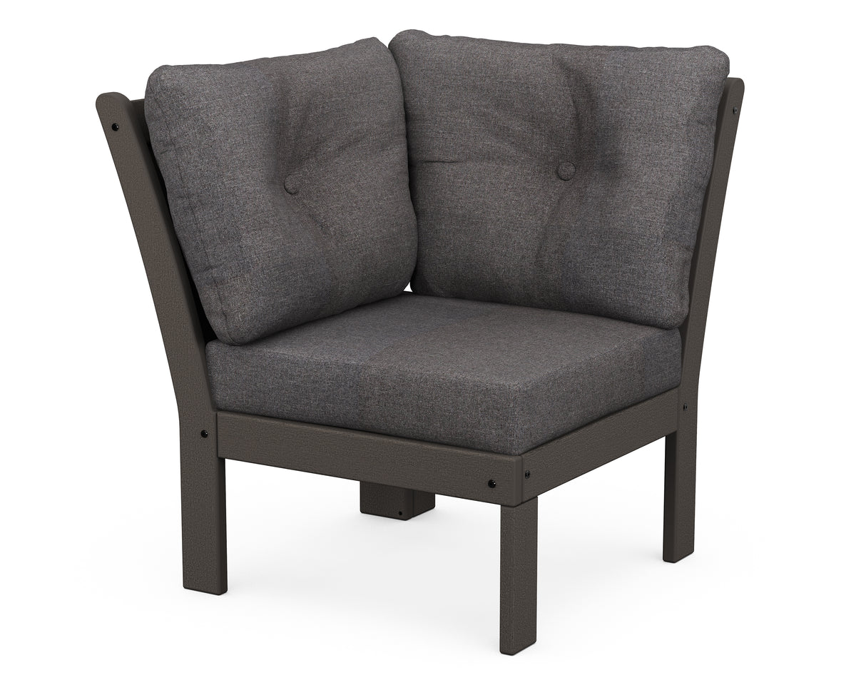POLYWOOD Vineyard Modular Corner Chair in Vintage Coffee / Ash Charcoal
