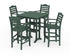 POLYWOOD Savannah 5-Piece Farmhouse Bar Set with Trestle Legs in Green