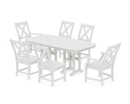 POLYWOOD Braxton 7-Piece Dining Set - 37" x 72" Table in Vintage White