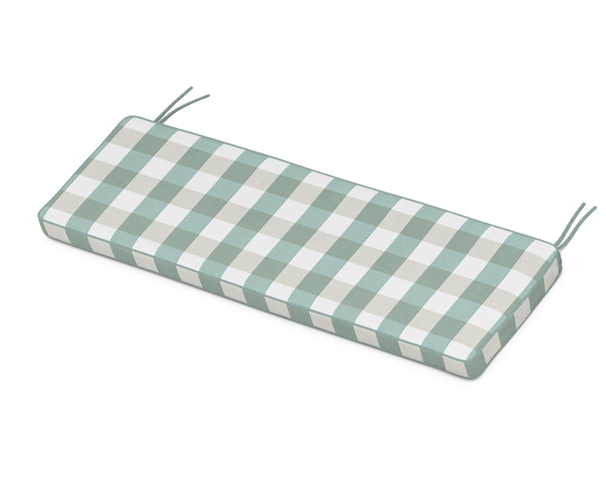 POLYWOOD Chinoiserie 60" Bench Seat Cushion in Buffalo Plaid Glacier Spa
