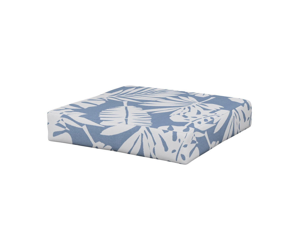 POLYWOOD Prescott Ottoman Cushion in Leaf Sky Blue