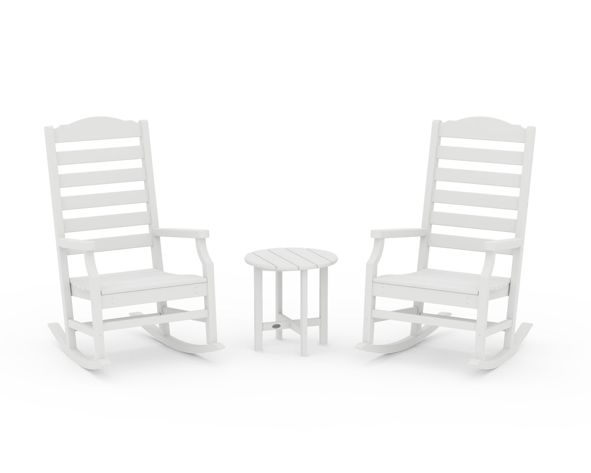 POLYWOOD Savannah 3-Piece Rocking Chair Set in Vintage White
