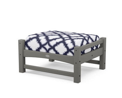 POLYWOOD Club Ottoman in Slate Grey / Trellis Navy