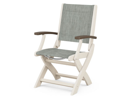 POLYWOOD Coastal Folding Chair in Sand with Kona arms and Birch sling