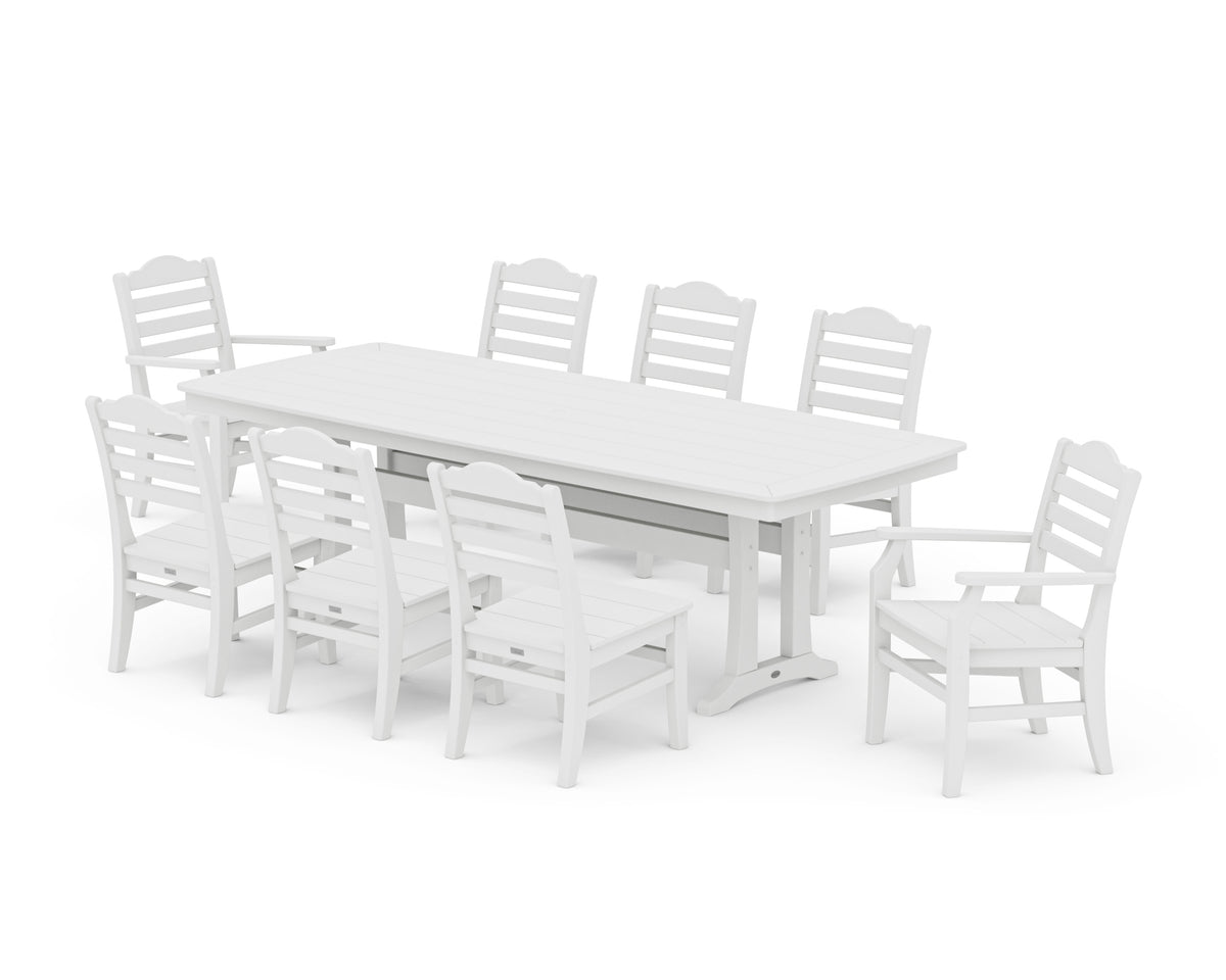 POLYWOOD Savannah 9-Piece Dining Set with Trestle Legs in White