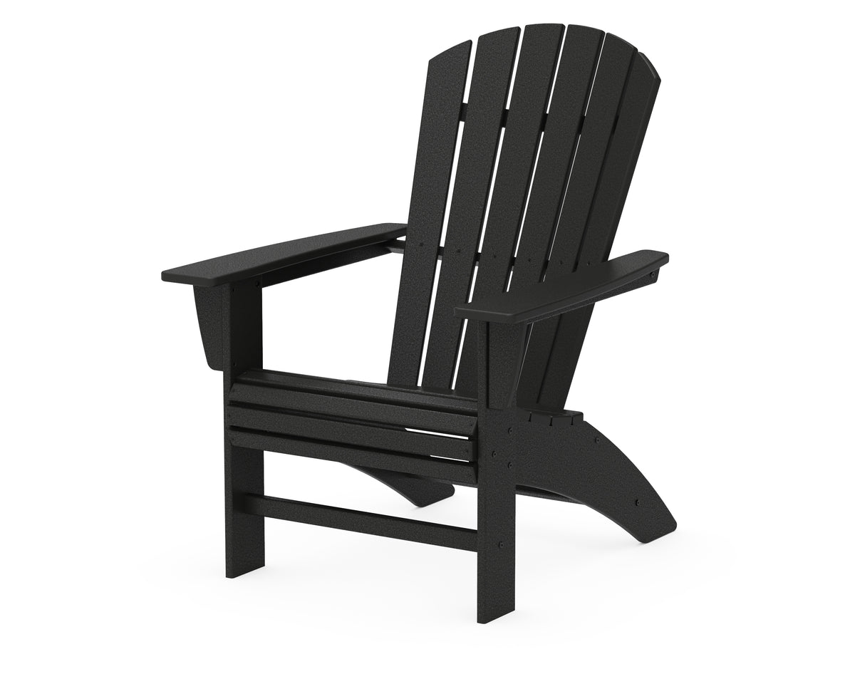 POLYWOOD Nautical Curveback Adirondack Chair in Black