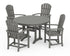 POLYWOOD Palm Coast 5-Piece Round Dining Set in Slate Grey