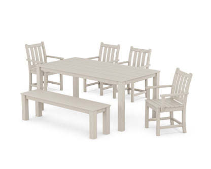 POLYWOOD Traditional Garden 6-Piece Parsons Dining Set with Bench in Sand