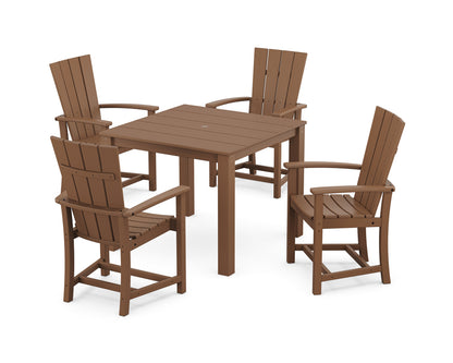 POLYWOOD Quattro 5-Piece Parsons Dining Set in Teak