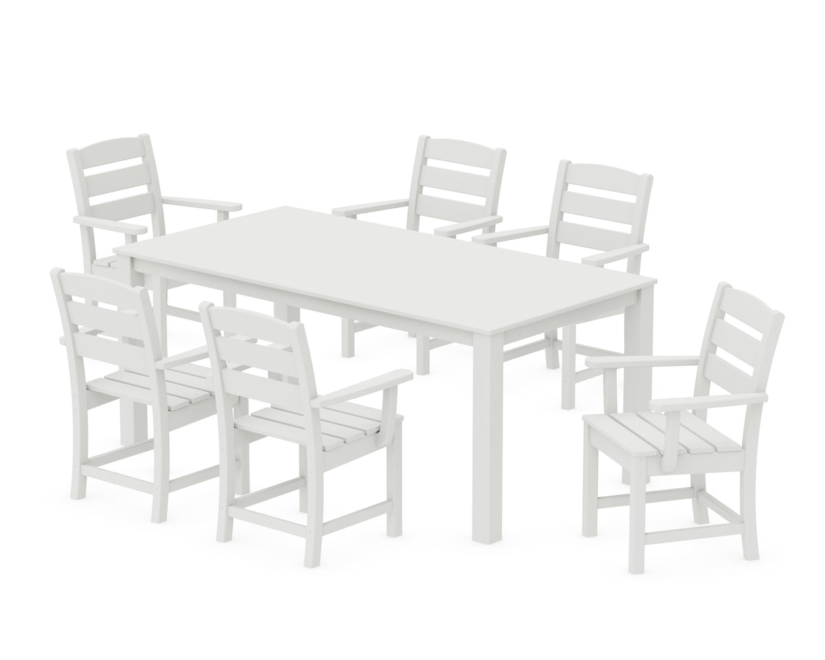 POLYWOOD Lakeside Arm Chair 7-Piece Parsons Dining Set in Vintage White