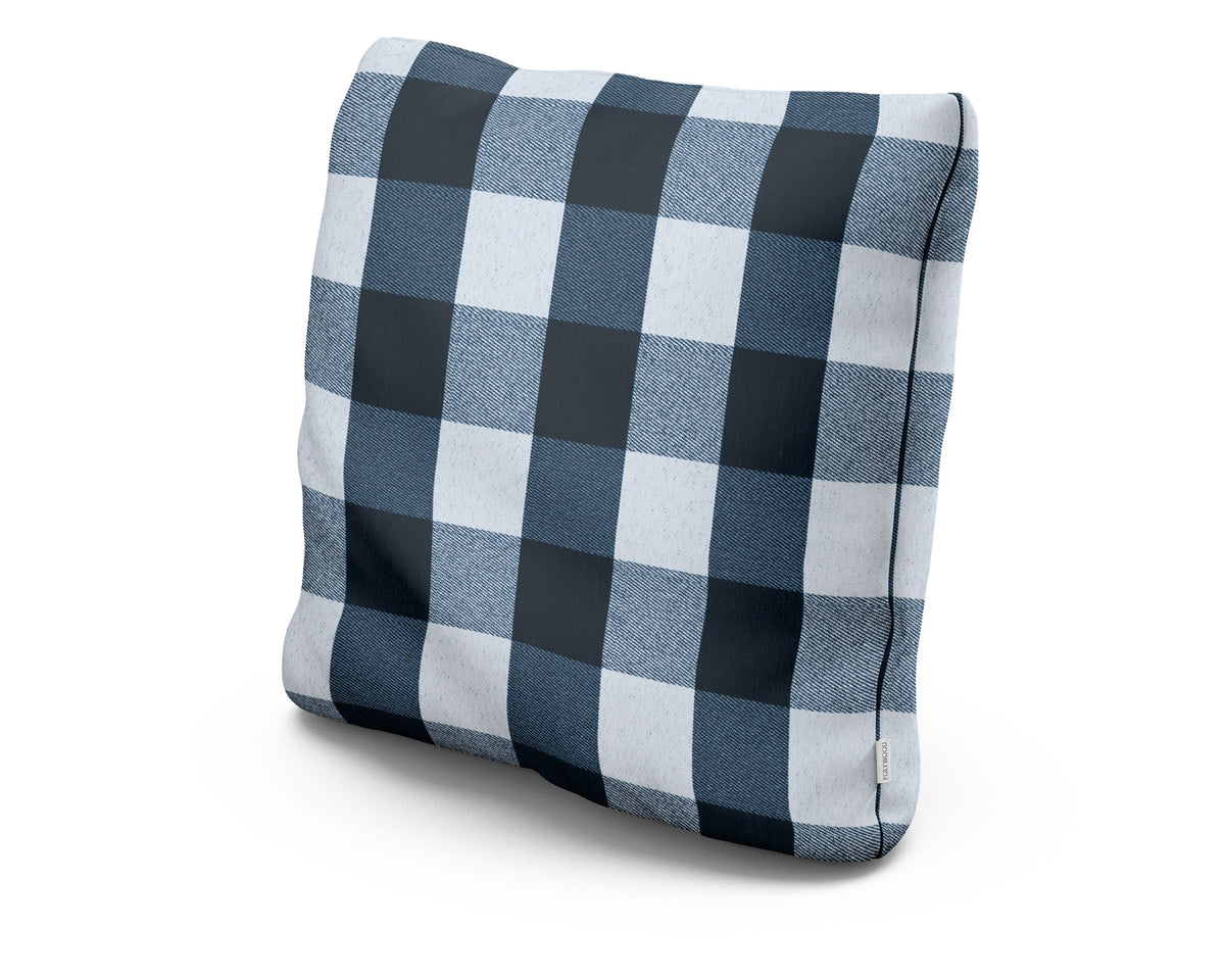 POLYWOOD 22" Outdoor Throw Pillow in Buffalo Plaid Marine Indigo